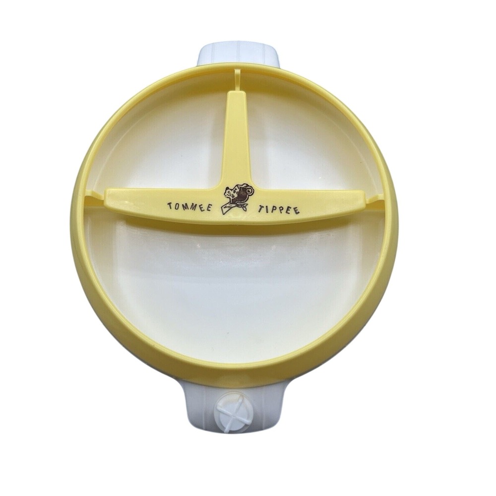 VINTAGE Tommee Tippee Baby Toddler Hot Plate Dinner Suction Base Yellow